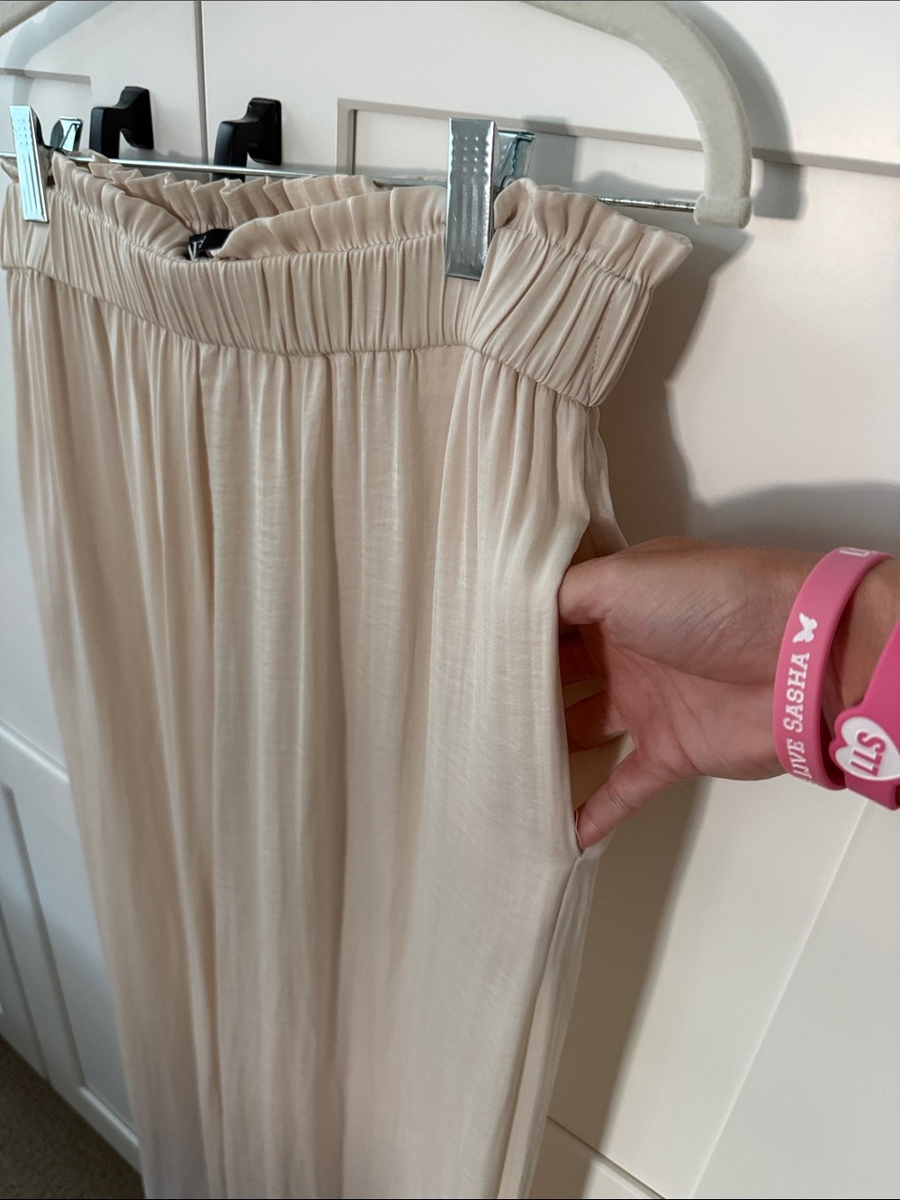 Zara Cream Wide Leg Palazzo Pants - Picture 6 of 7